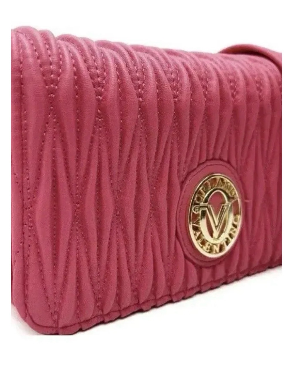 Valentino Quilted Pink Leather Wristlet with Gold Logo